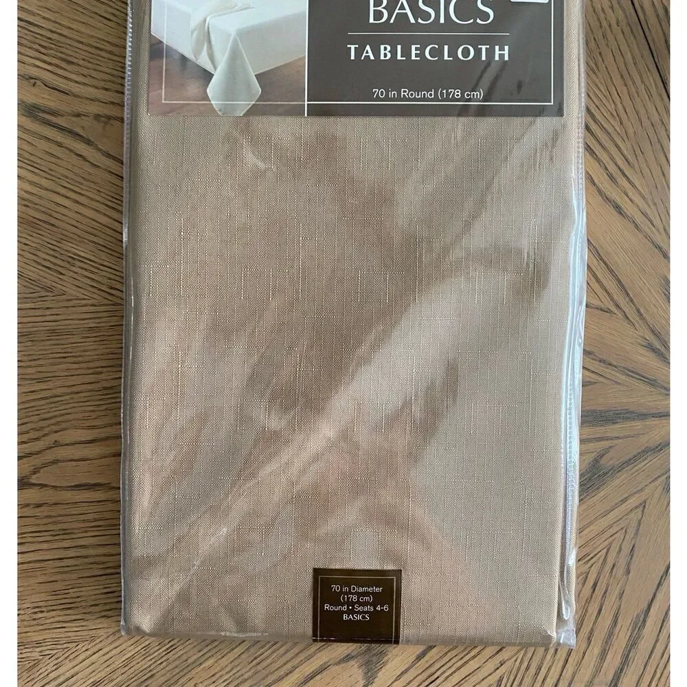 Basics Brown Fabric Table Cloth 70”Round